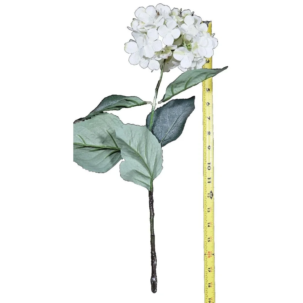 Vintage Artificial Hydrangea Flowers Set of 4 White Floral Stems